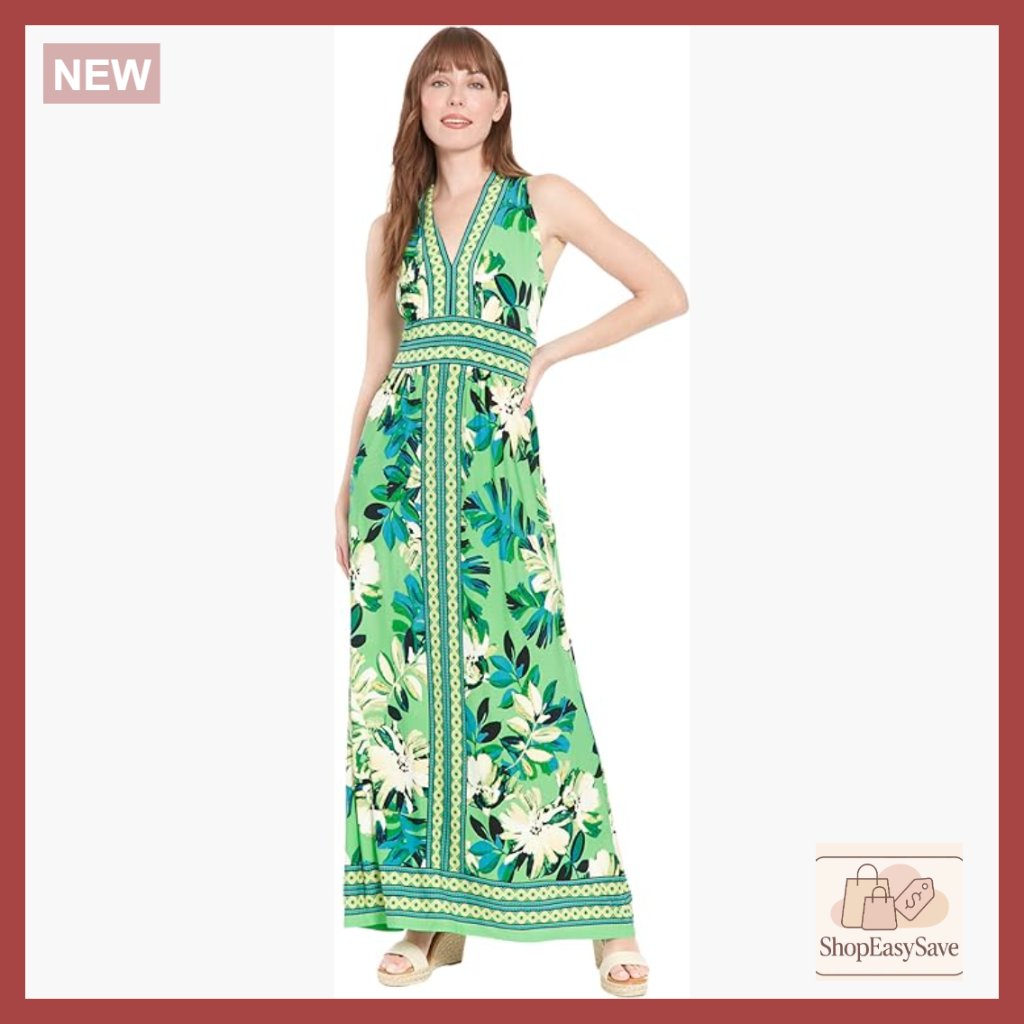 Sleeveless V-Neck Maxi Dress Elegant Chic Casual Summer Floral Party Wear